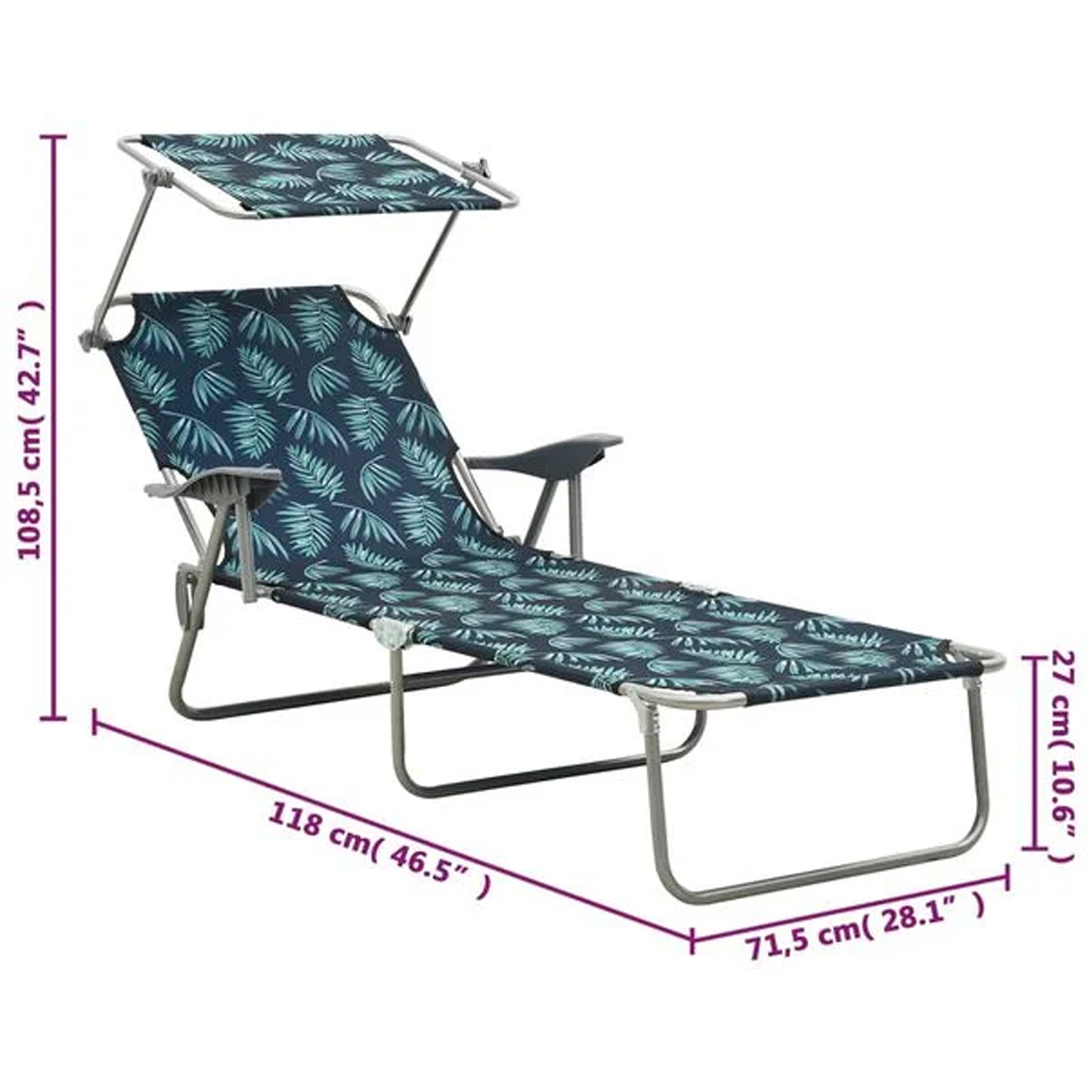 Xavien Outdoor Sun Lounger with Metal Frame in Turquoise
