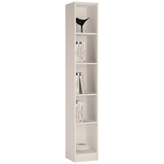 Read more about Xeka tall narrow 4 shelves bookcase in pearl white