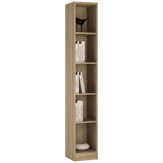 Photo of Xeka tall narrow 4 shelves bookcase in sonoma oak