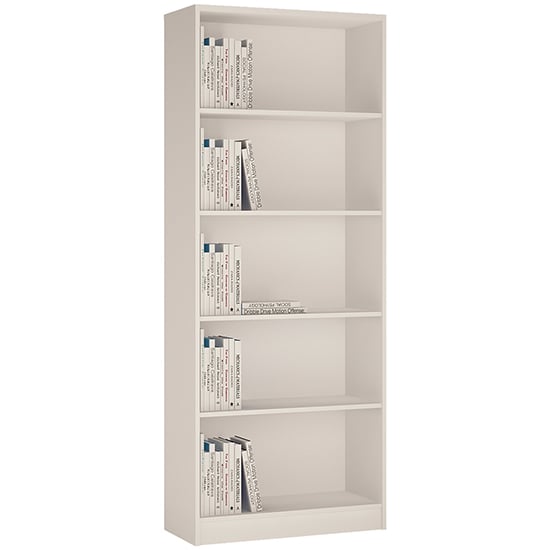 Xeka Tall Wide 4 Shelves Bookcase In Pearl White