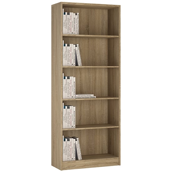 Photo of Xeka tall wide 4 shelves bookcase in sonoma oak