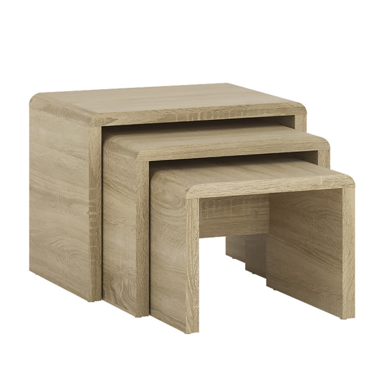 Xeka Wooden Small Set Of 3 Nesting Tables In Sonoma Oak