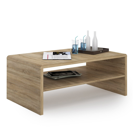 Product photograph of Xeka Wooden Wide Under Shelf Coffee Table In Sonoma Oak from Furniture in Fashion