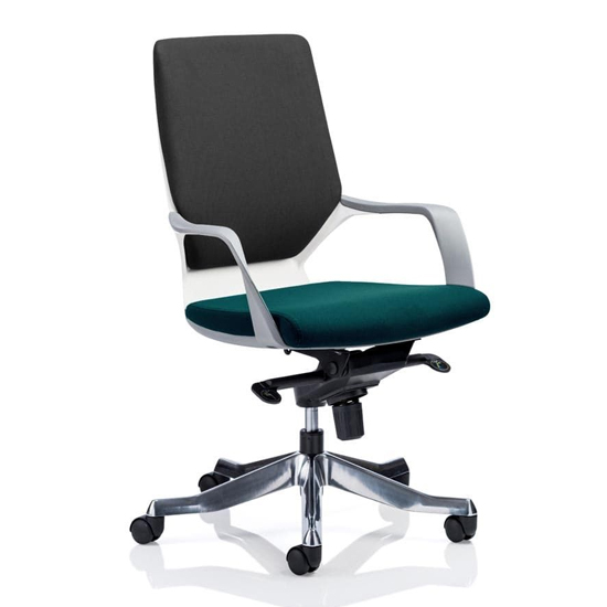 Xenon Medium Black Back Office Chair In Maringa Teal Seat