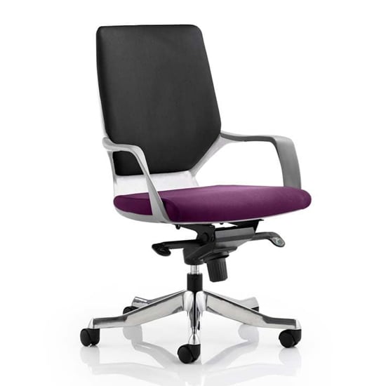 Xenon Medium Black Back Office Chair In Tansy Purple Seat