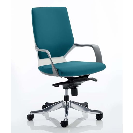 Xenon White Medium Back Office Chair In Maringa Teal
