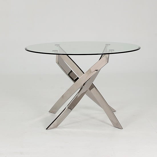 Photo of Xenon dining table round in clear glass and stainless steel base