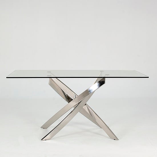 Xenon Dining Table In Clear Glass With Stainless Steel Base_2
