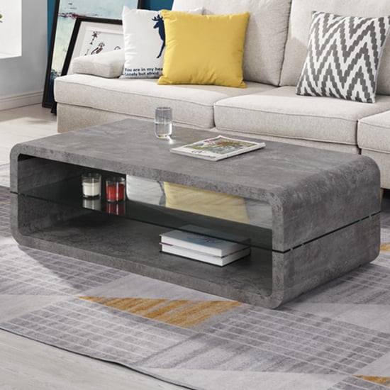 Product photograph of Xono Wooden Coffee Table With Shelf In Concrete Effect from Furniture in Fashion