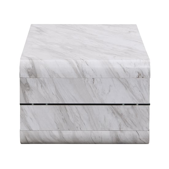 Xono High Gloss Coffee Table With Shelf In Magnesia Marble Effect