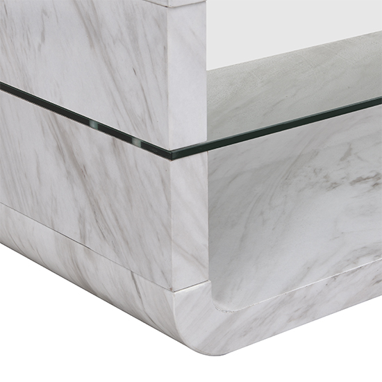 Xono High Gloss Coffee Table With Shelf In Magnesia Marble Effect