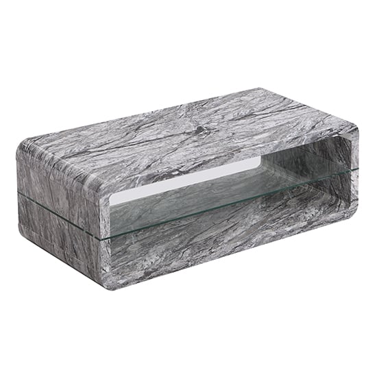 Xono High Gloss Coffee Table With Shelf In Melange Marble Effect_4