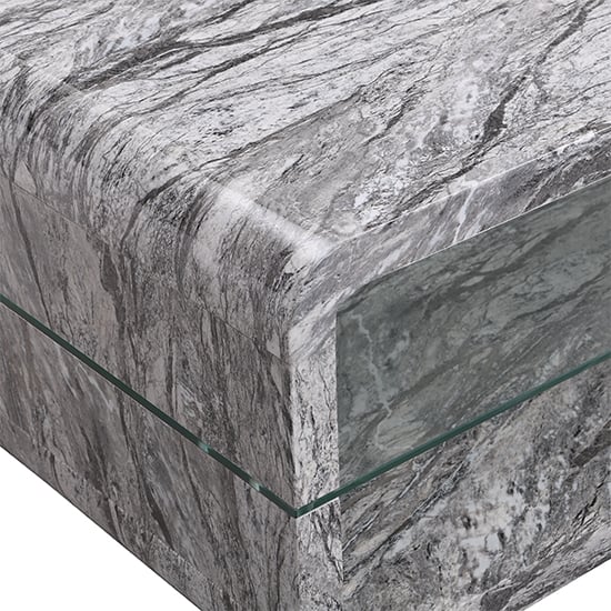 Xono High Gloss Coffee Table With Shelf In Melange Marble Effect_7