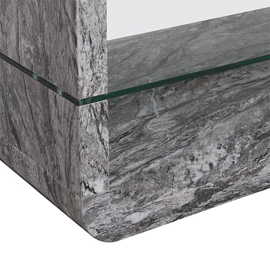 Xono High Gloss Coffee Table With Shelf In Melange Marble Effect_9