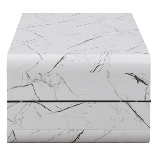 Xono High Gloss Coffee Table With Shelf In Vida Marble Effect