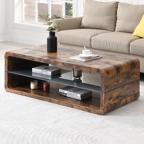 Xono Wooden Coffee Table With Shelf In Smoked Oak