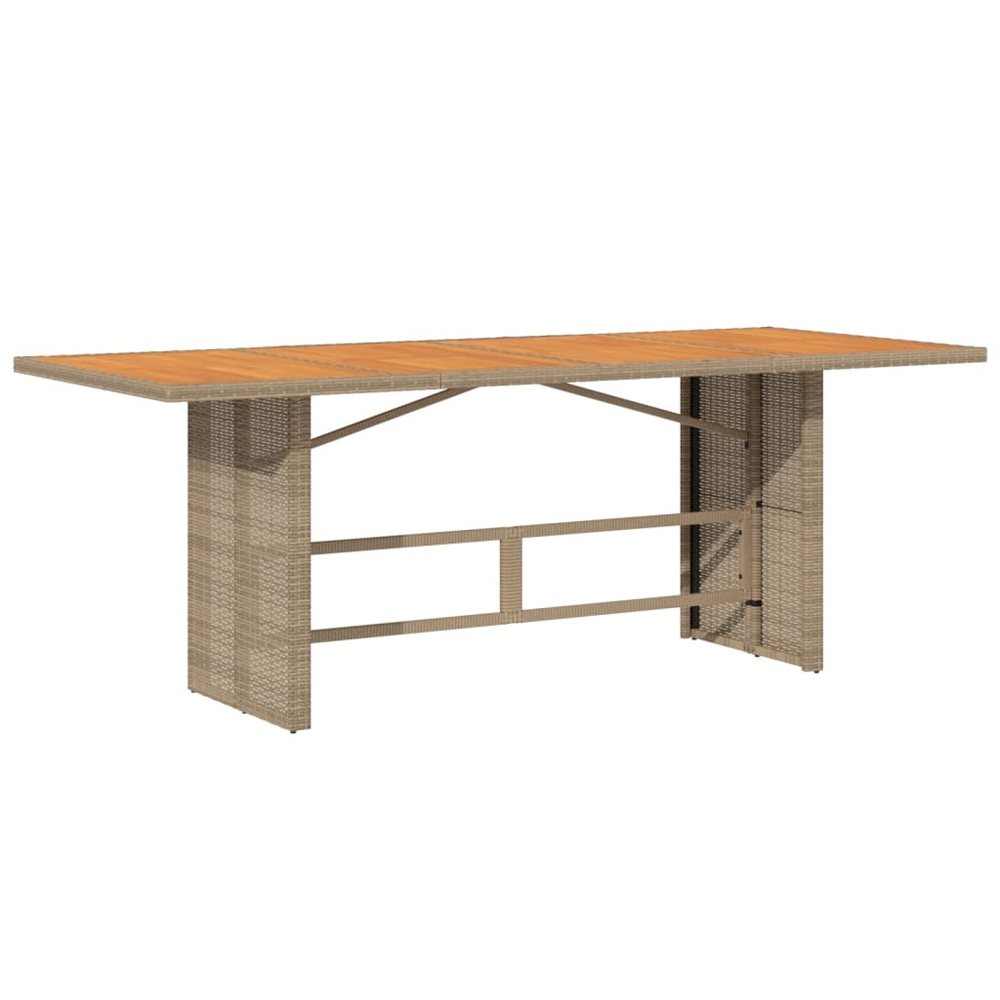 Xorell Garden Beige Acacia Wood Top Dining Table with Poly Rattan Base