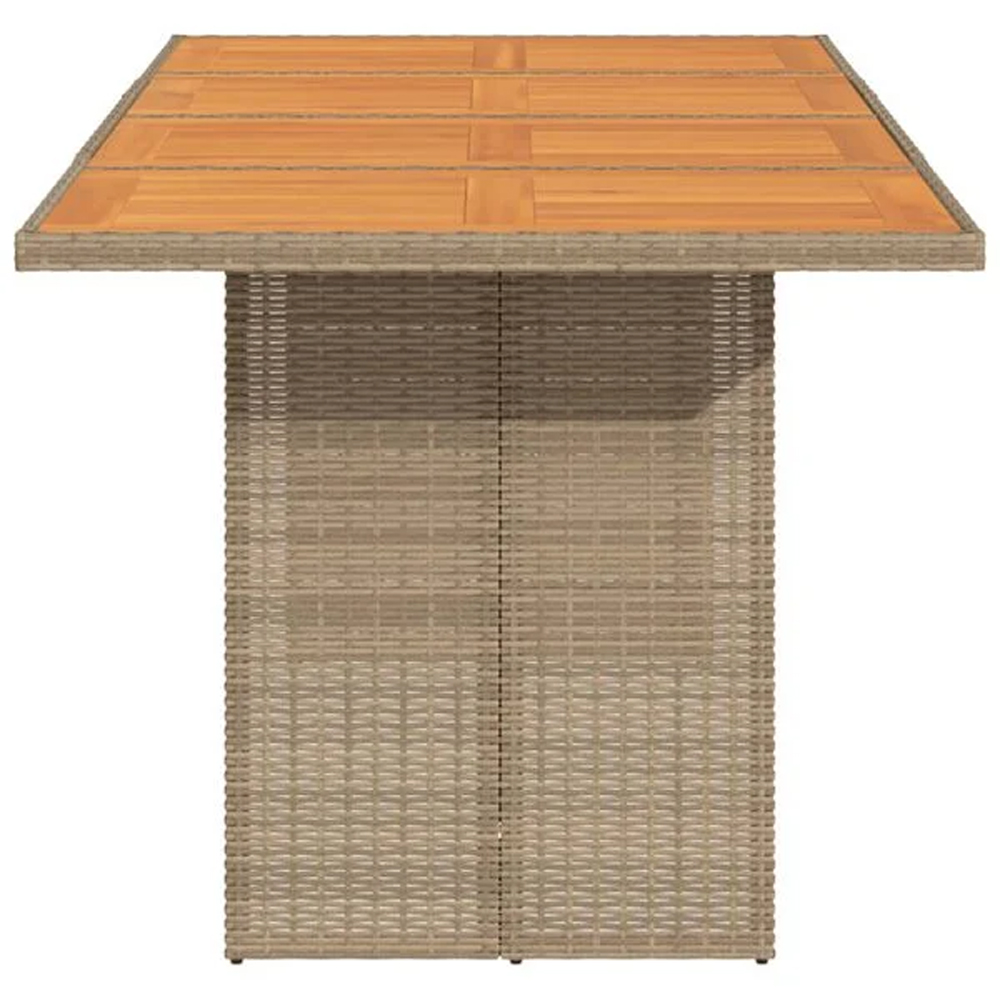 Xorell Garden Beige Acacia Wood Top Dining Table with Poly Rattan Base