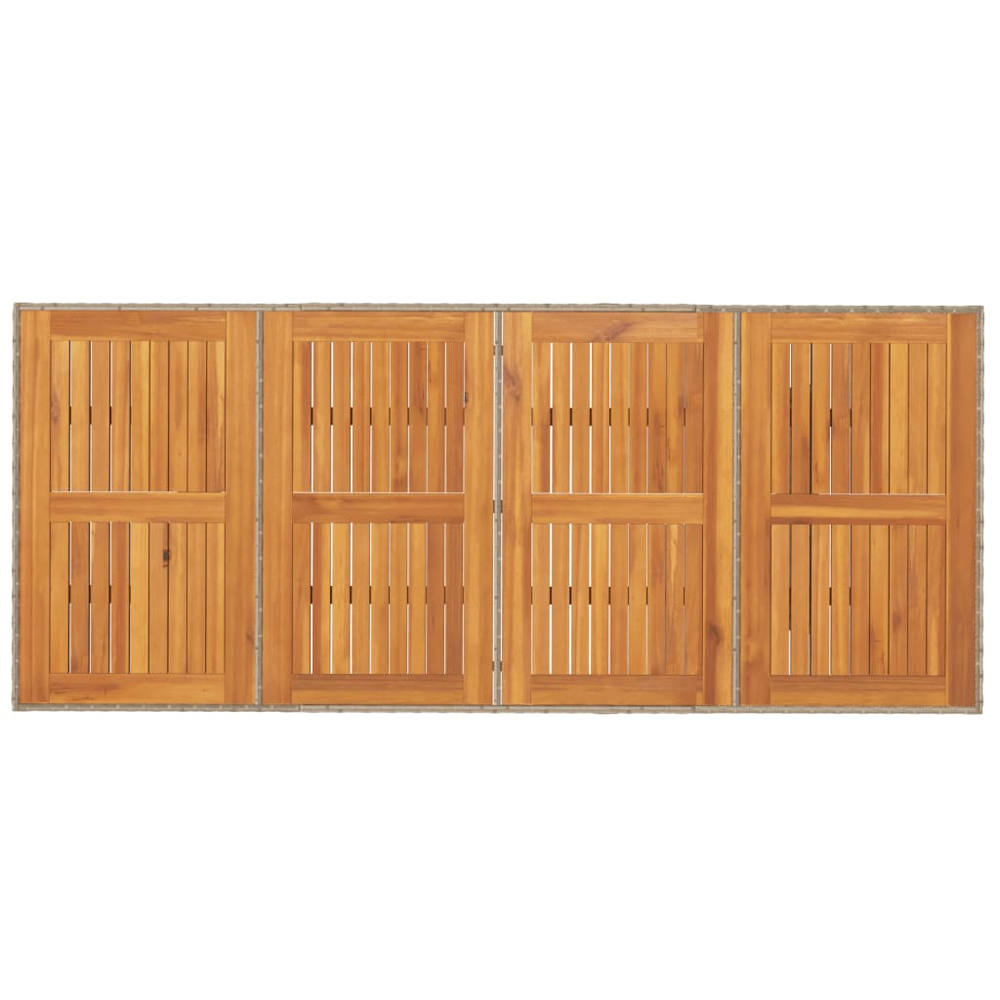 Xorell Garden Beige Acacia Wood Top Dining Table with Poly Rattan Base