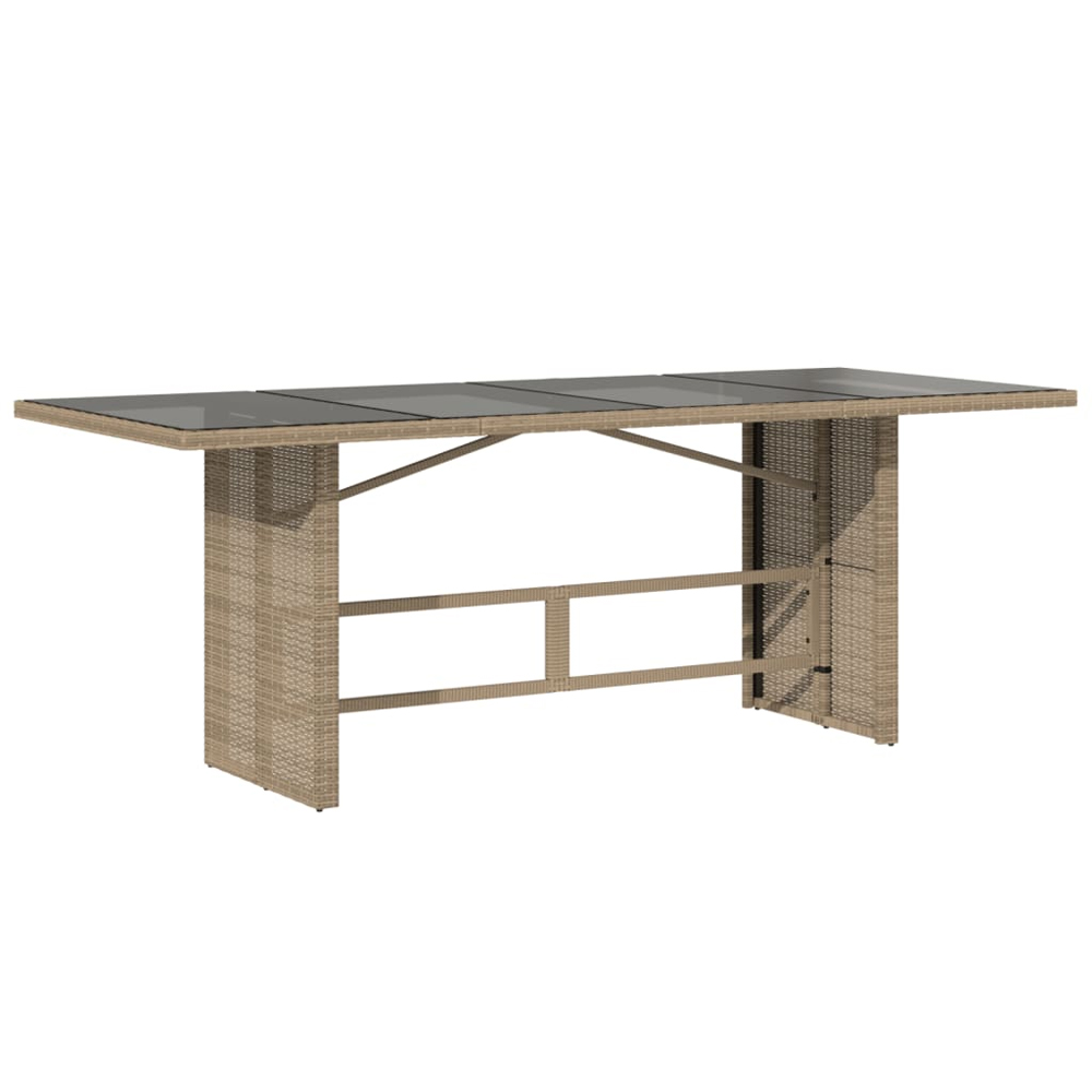Xorell Garden Beige Glass Top Dining Table with Poly Rattan Base
