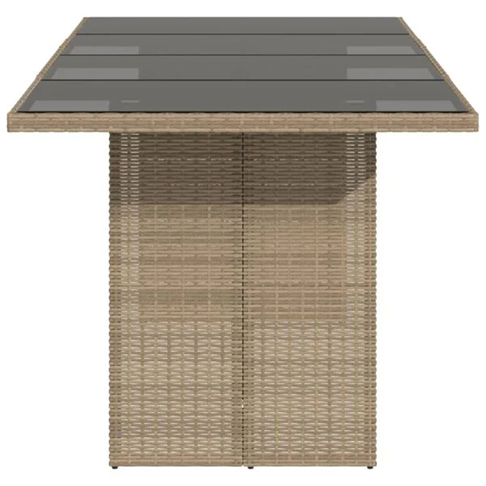 Xorell Garden Beige Glass Top Dining Table with Poly Rattan Base