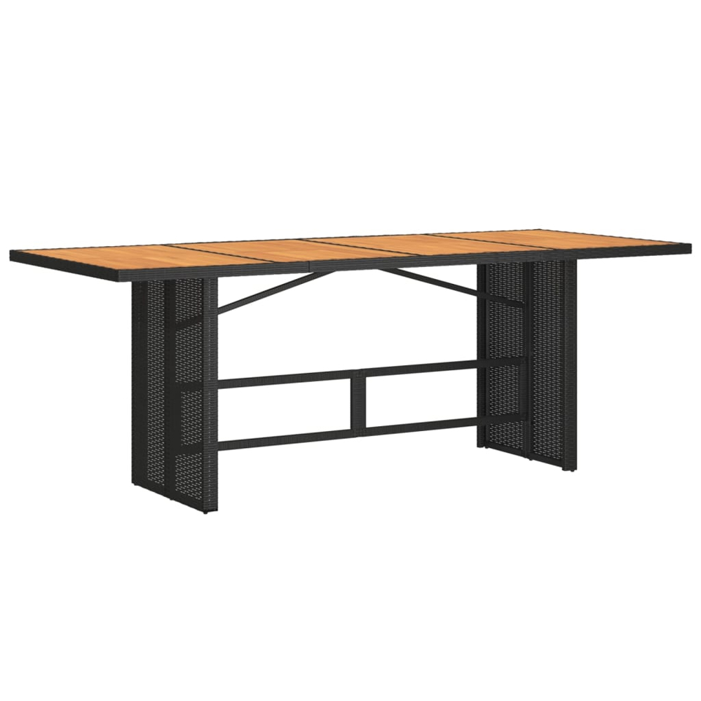 Xorell Garden Black Acacia Wood Top Dining Table with Poly Rattan Base