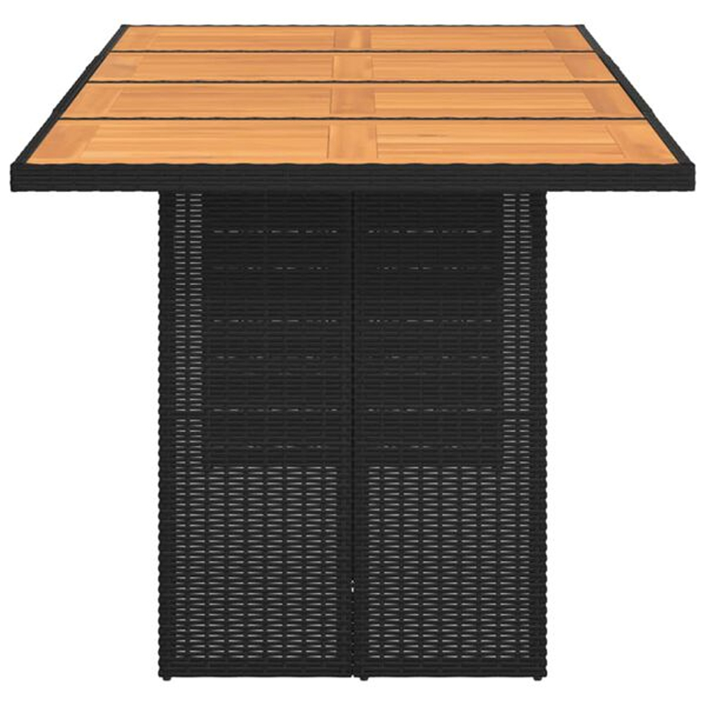Xorell Garden Black Acacia Wood Top Dining Table with Poly Rattan Base