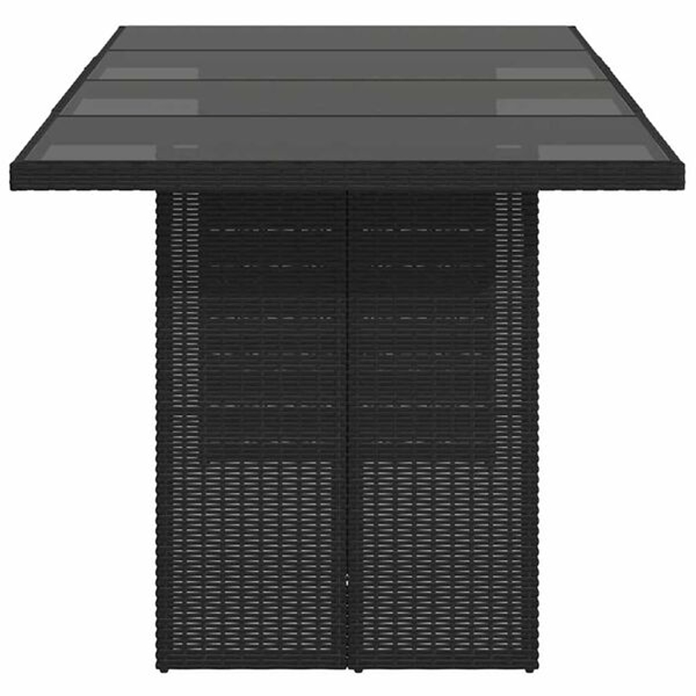 Xorell Garden Black Glass Top Dining Table with Poly Rattan Base