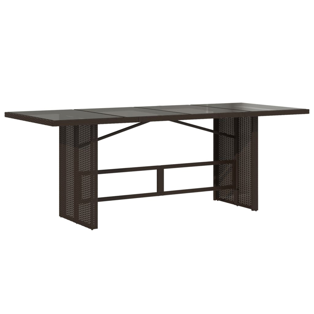 Xorell Garden Brown Glass Top Dining Table with Poly Rattan Base
