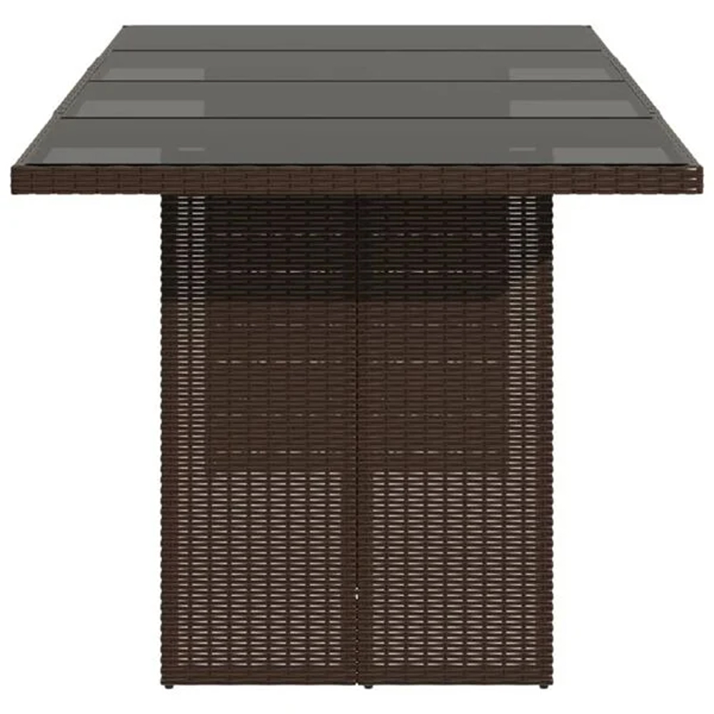 Xorell Garden Brown Glass Top Dining Table with Poly Rattan Base
