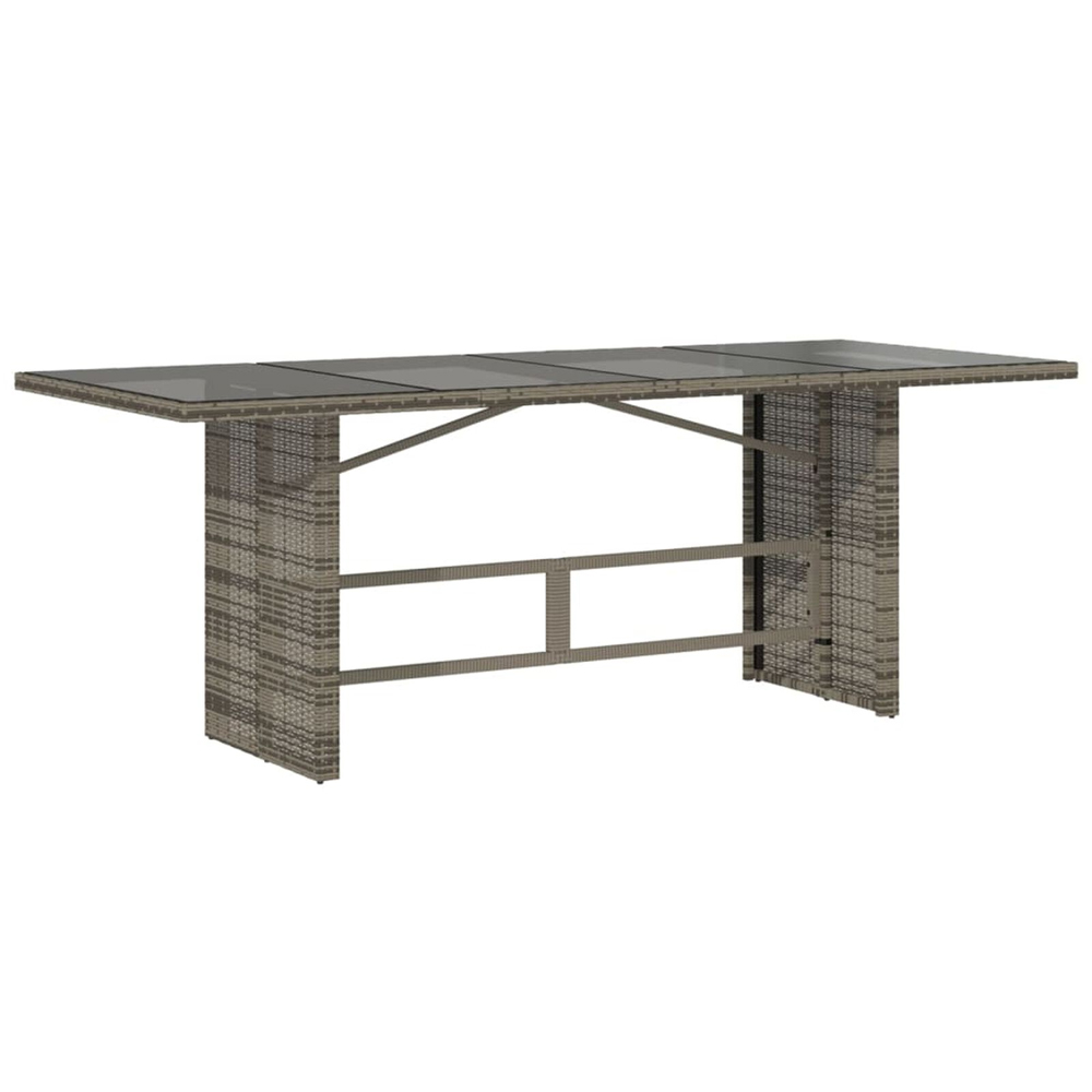 Xorell Garden Grey Glass Top Dining Table with Poly Rattan Base