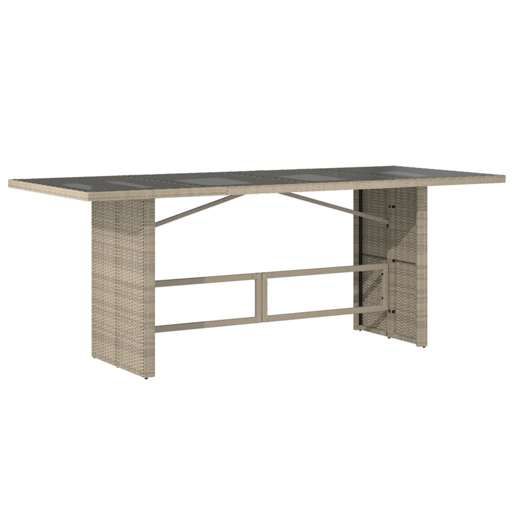 Xorell Garden Light Grey Glass Top Dining Table with Poly Rattan Base