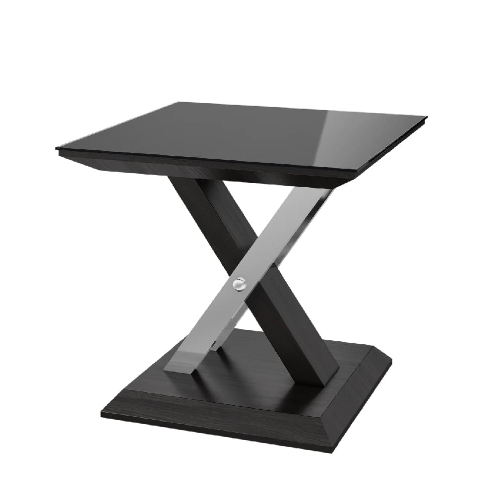 Read more about Xoteya glass square side table with steel base in black