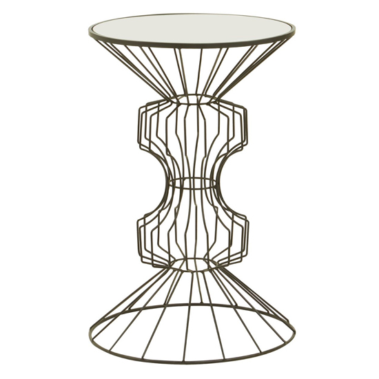 Xuange Round White Glass Top Side Table With Black Metal Frame
