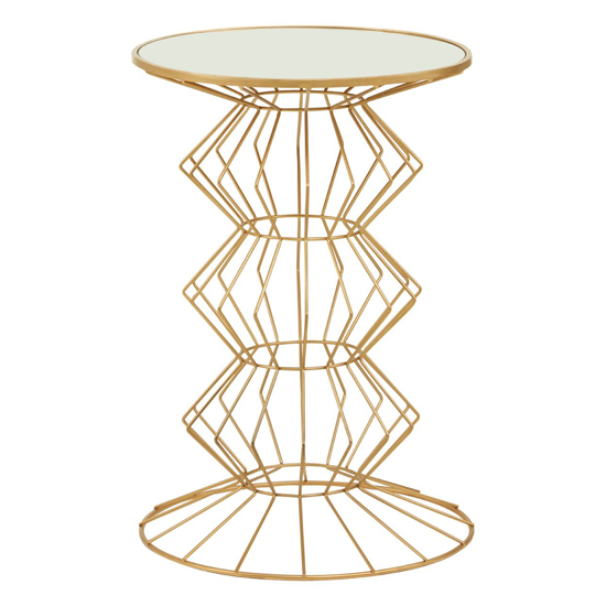 Xuange Round White Glass Top Side Table With Gold Frame