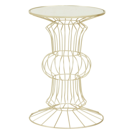 Xuange White Mirrored Glass Side Table With Light Gold Frame