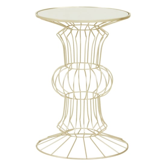 Photo of Xuange white mirrored glass side table with light gold frame