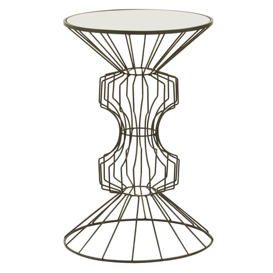 Xuange Round White Mirrored Glass Side Table With Black Frame