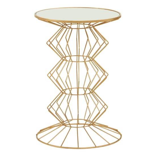 Xuange Round White Mirrored Glass Side Table With Gold Frame