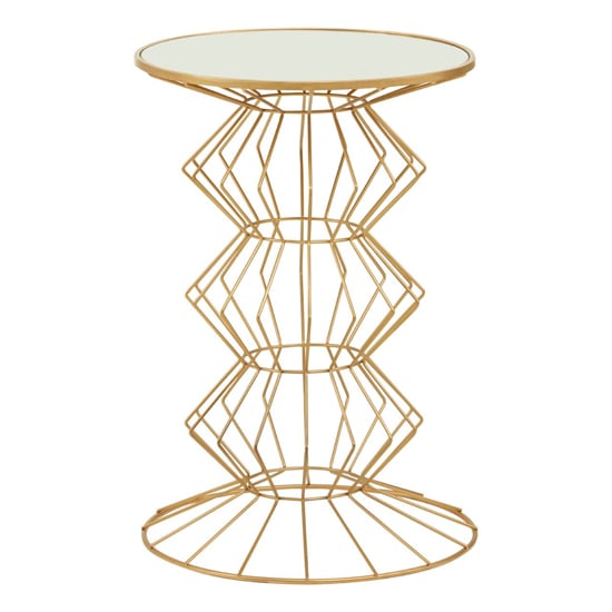 Read more about Xuange round white mirrored glass side table with gold frame