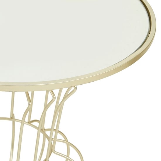 Xuange Round White Glass Top Side Table With Gold Metal Frame_2