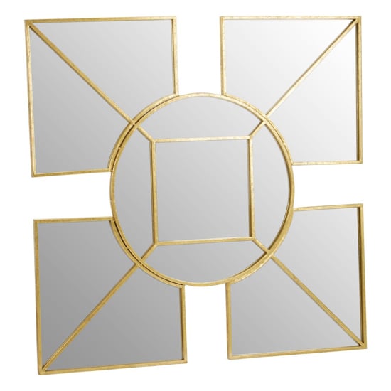 Read more about Xuange square and circular wall bedroom mirror in gold frame