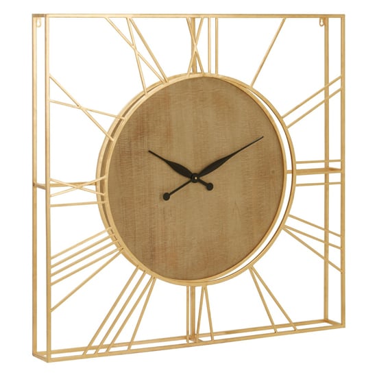 Read more about Xuange square wall bedroom clock in gold wooden frame
