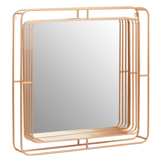 Photo of Xuange square wall bedroom mirror in rose gold metal frame