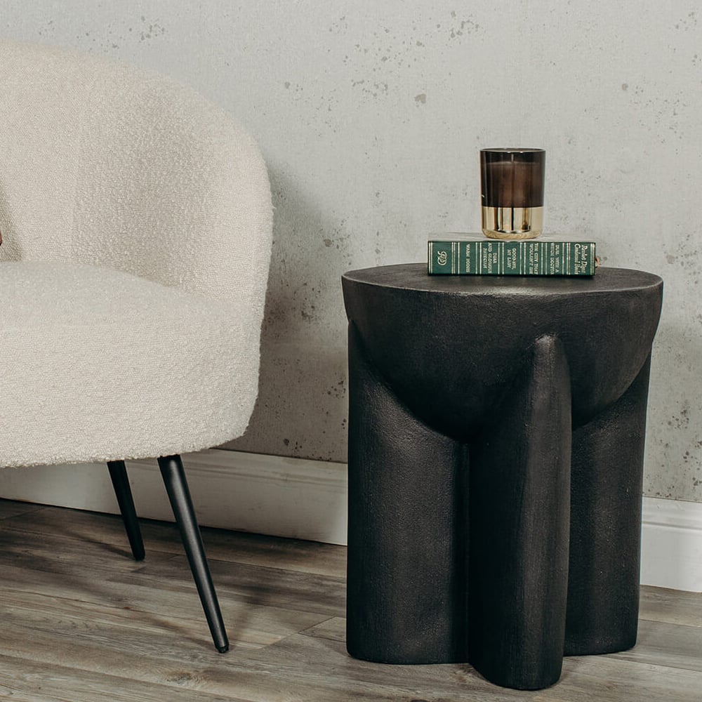 Read more about Xyaire wooden round lamp table in black concrete effect
