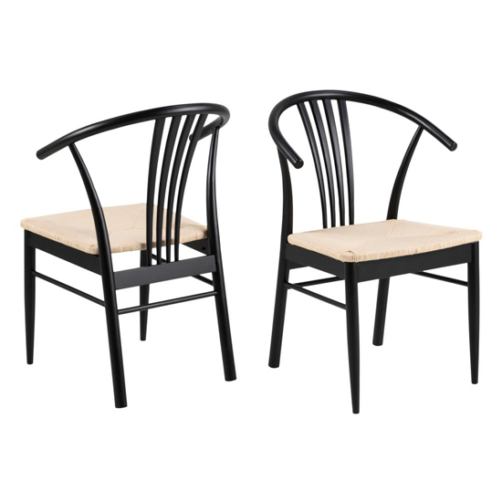 Read more about Yaark black and birch wooden dining chairs in pair