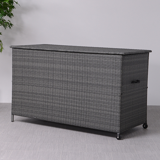 Read more about Yael large aluminium cushion box in earl grey rattan