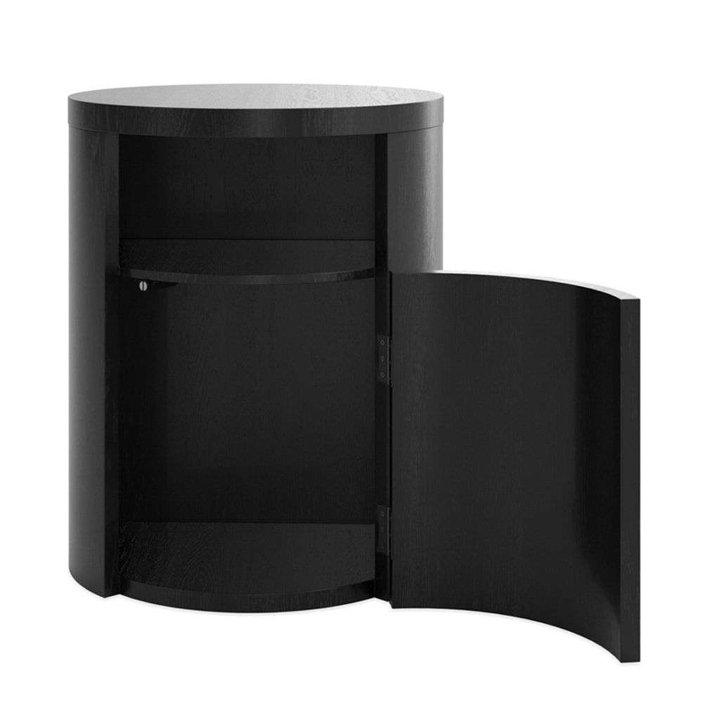 Yakima Wooden Bedside Cabinet With 1 Door - Black