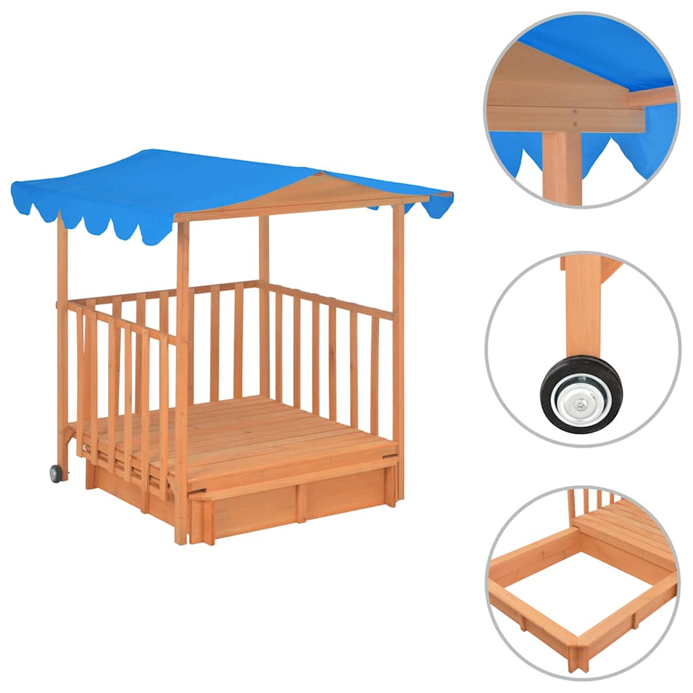 Yakima Wooden Kids Playhouse With Sandbox In Natural And Blue