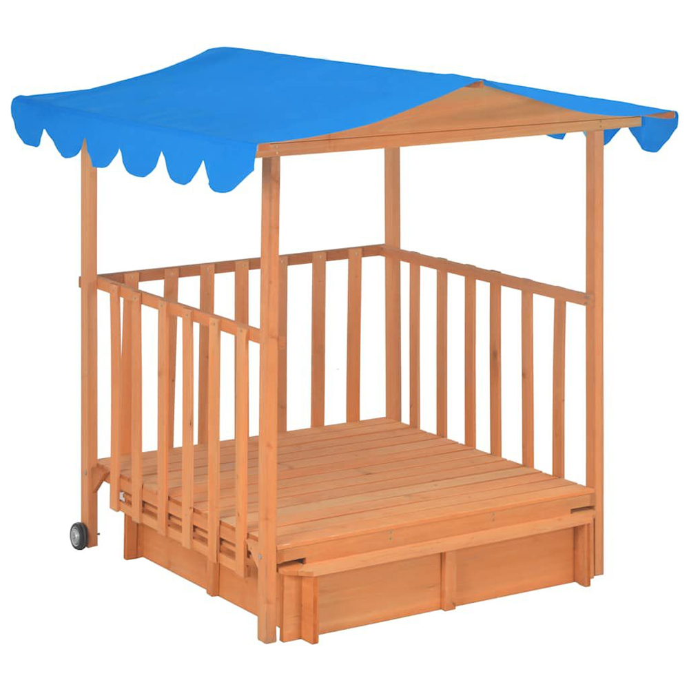 Yakima Wooden Kids Playhouse With Sandbox In Natural And Blue